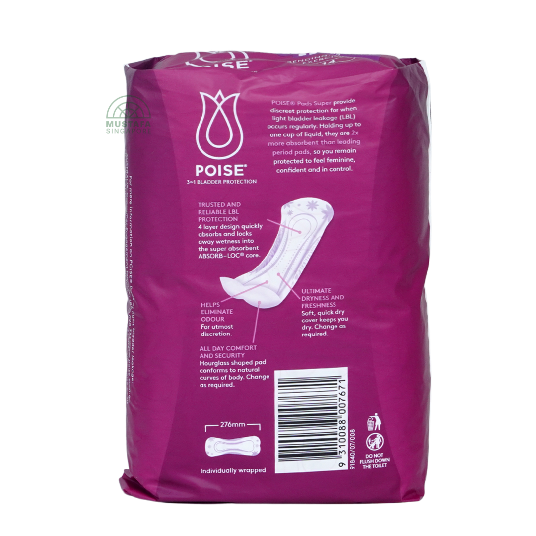 Poise Pad Super 27.6cm 14s