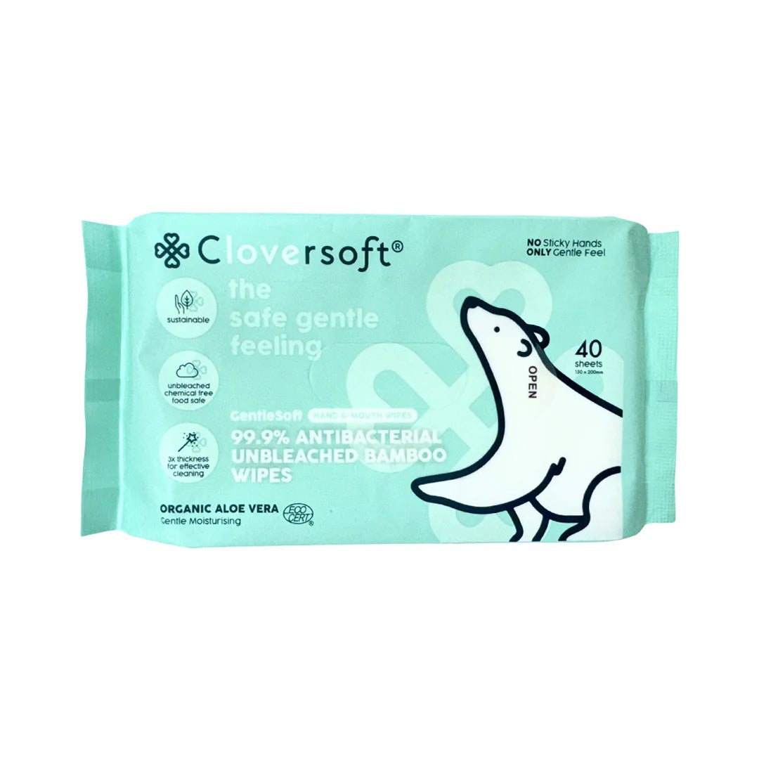 Cloversoft Antibacterial Unbleached Bamboo Wipes 40s
