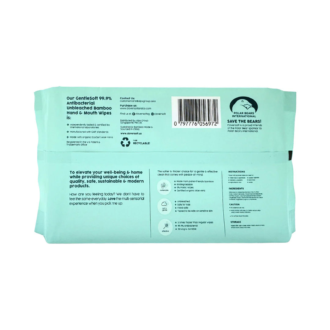 Cloversoft Antibacterial Unbleached Bamboo Wipes 40s