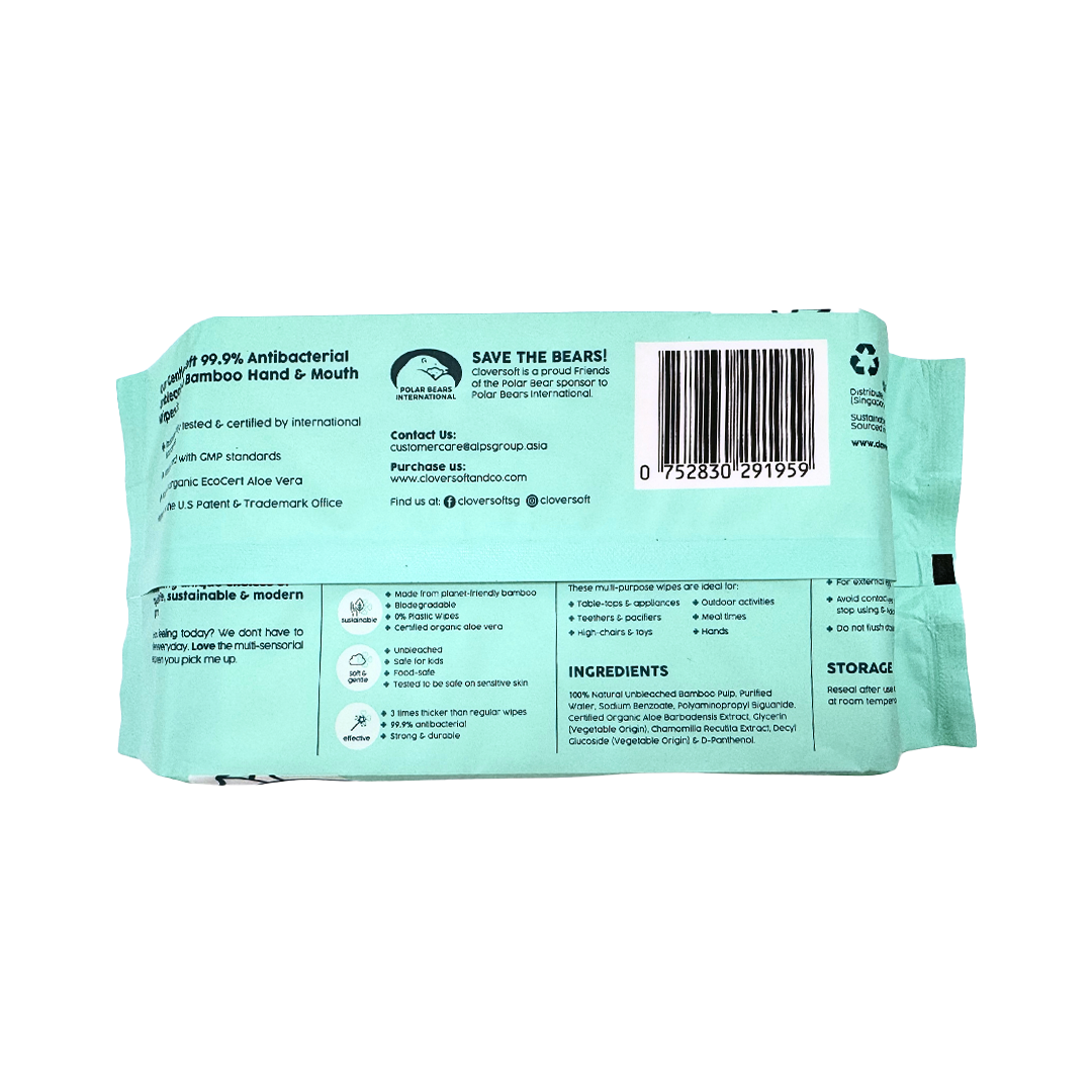 Cloversoft Antibacterial Unbleached Bamboo Wipes 100s