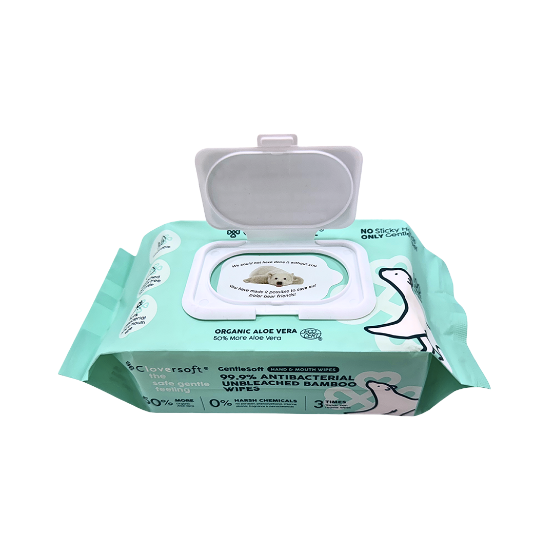 Cloversoft Antibacterial Unbleached Bamboo Wipes 100s