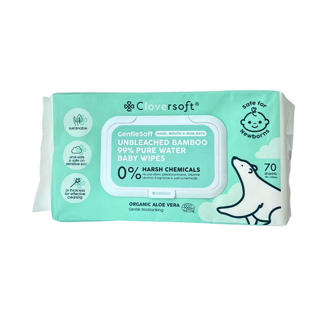 Cloversoft Unbleached Bamboo Pure Water Baby Wipes 70s