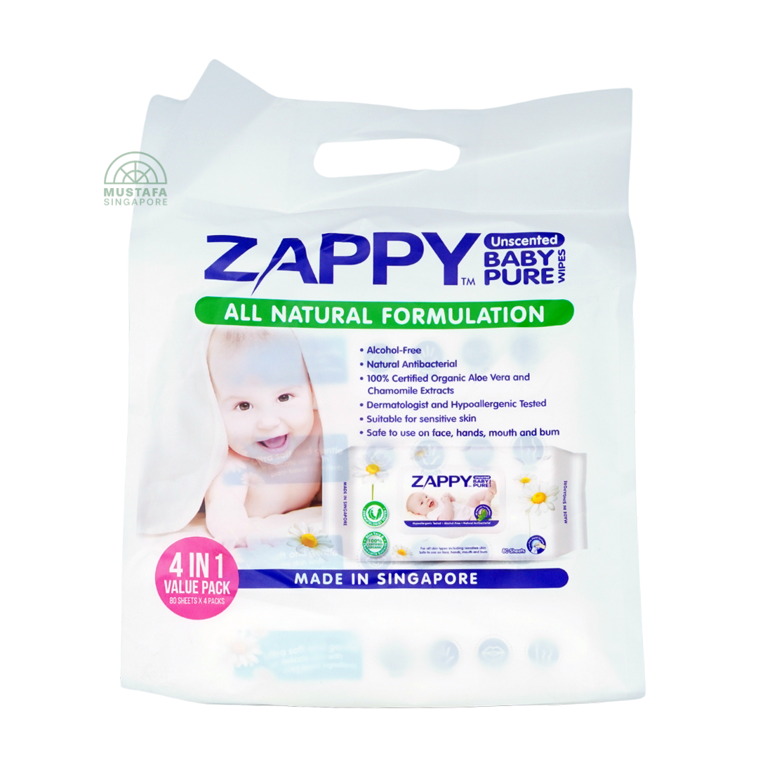 Zappy Baby Pure Wipes Unscented 80s