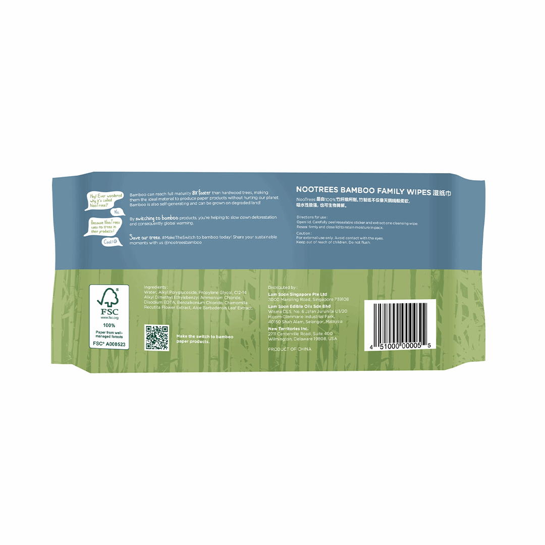 Nootrees Bamboo Wet Wipes Family 80s