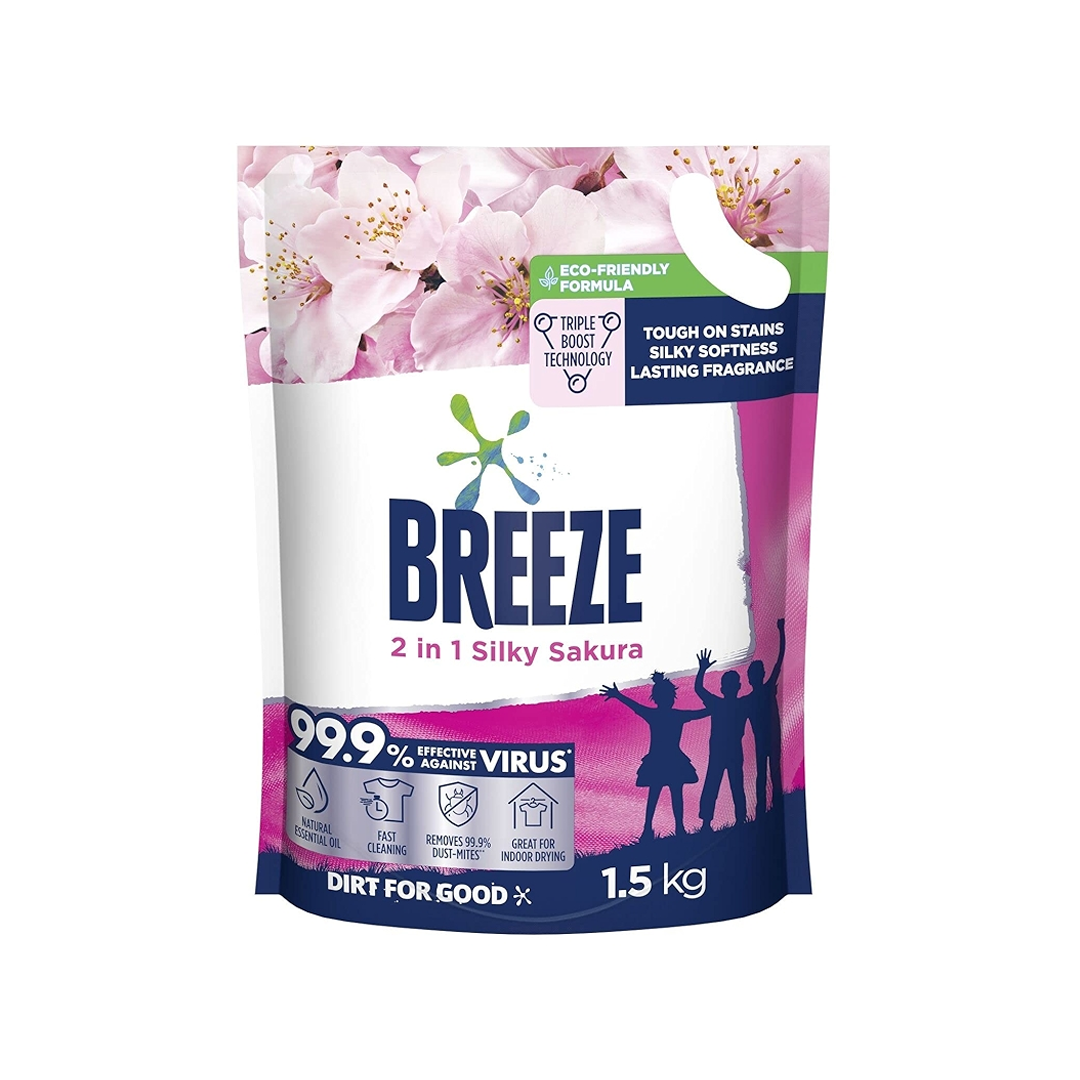 Breeze Laundry Detergent Liquid 2-in-1 Silky Sakura 1.5kg