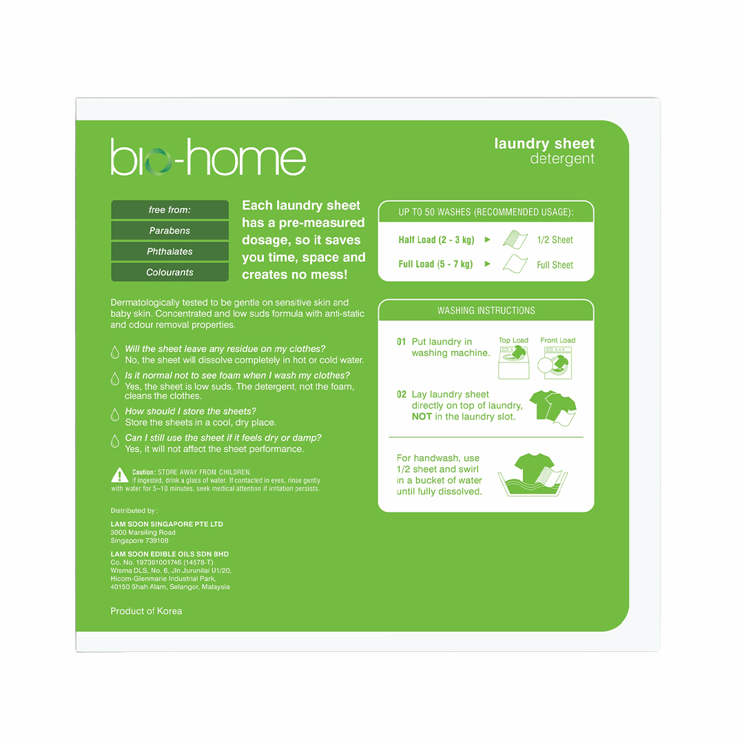 Bio-Home Laundry Sheet Detergent Eucalyptus & Rosemary 25s
