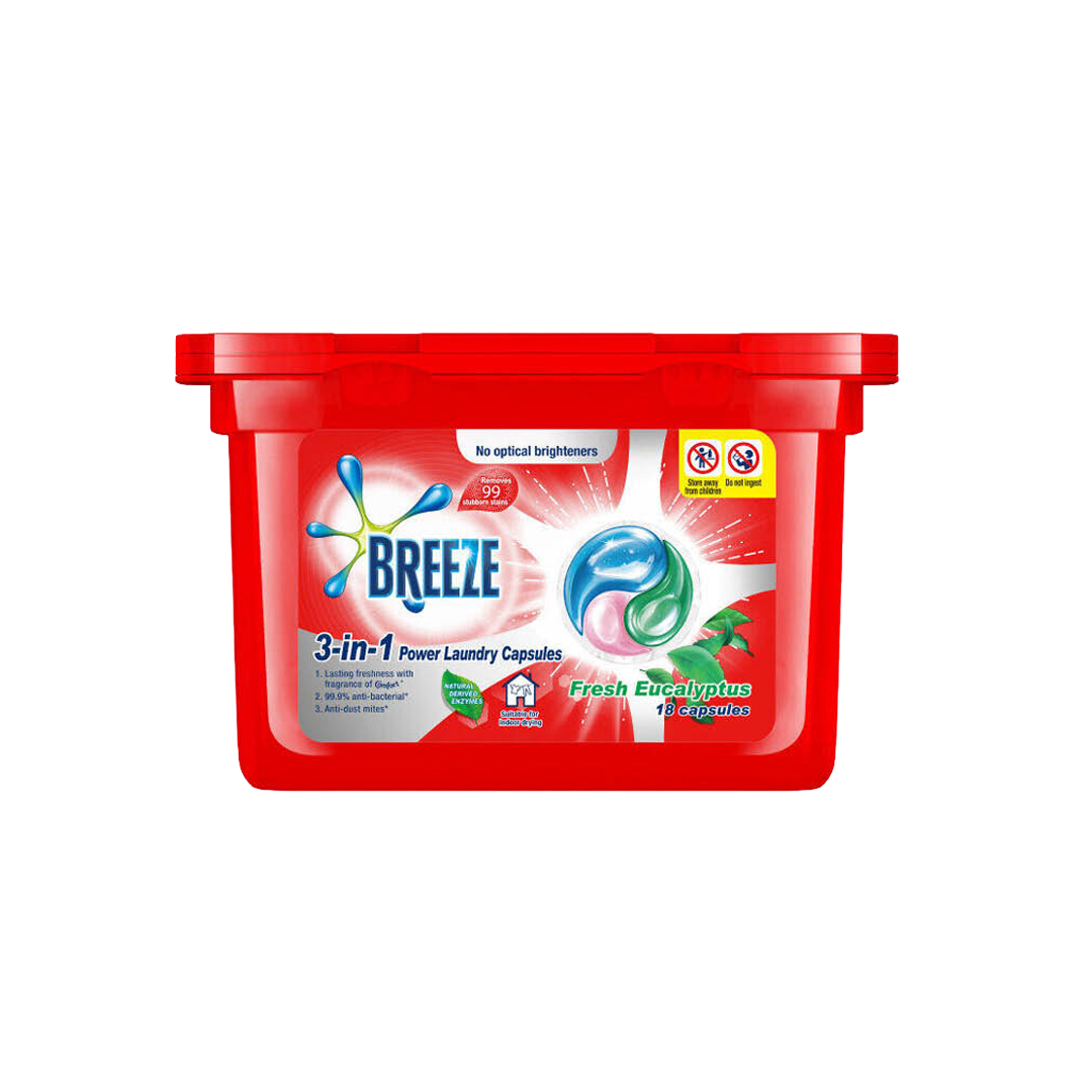 Breeze 3-in-1 Laundry Capsules Eucalyptus 189g