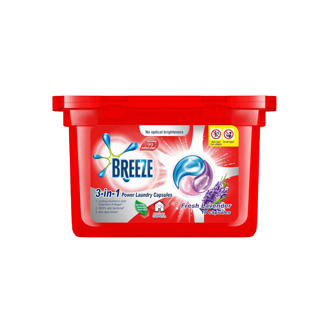 Breeze 3-in-1 Laundry Capsules Lavender 189g