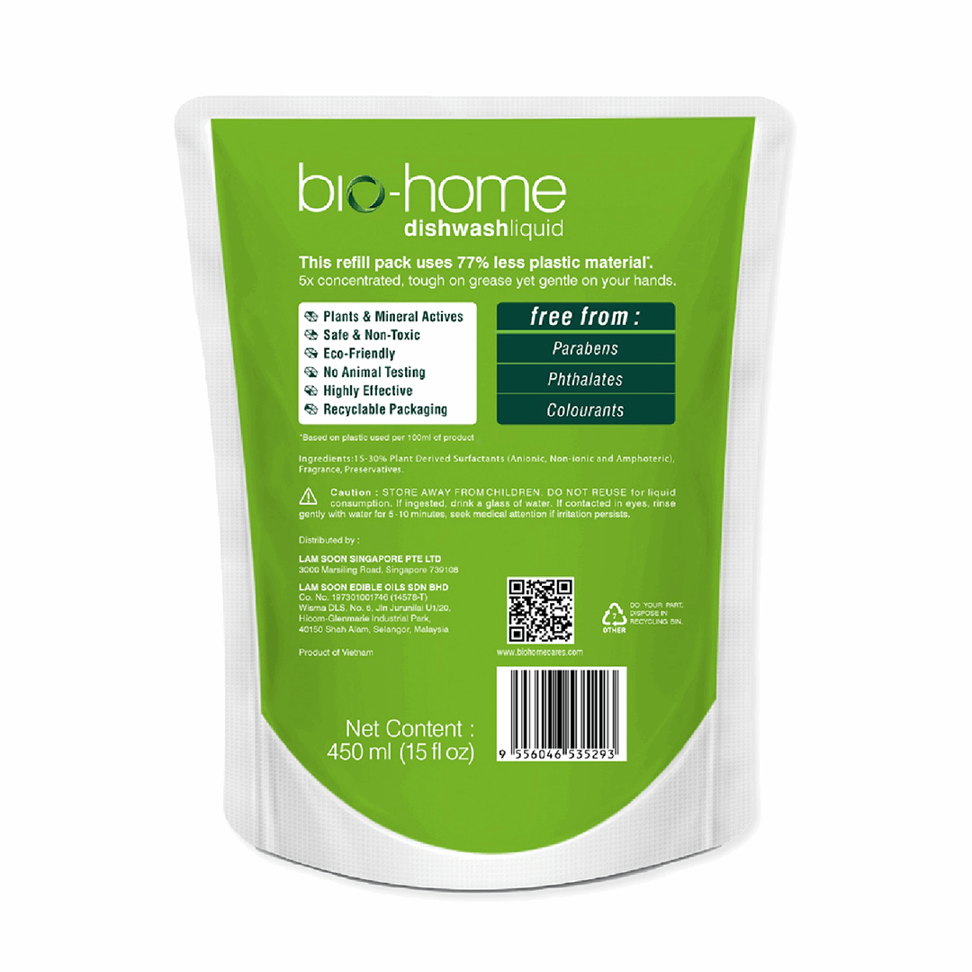 Bio-Home Dishwashing Liquid Lemongrass & Green Tea Refill 450ml