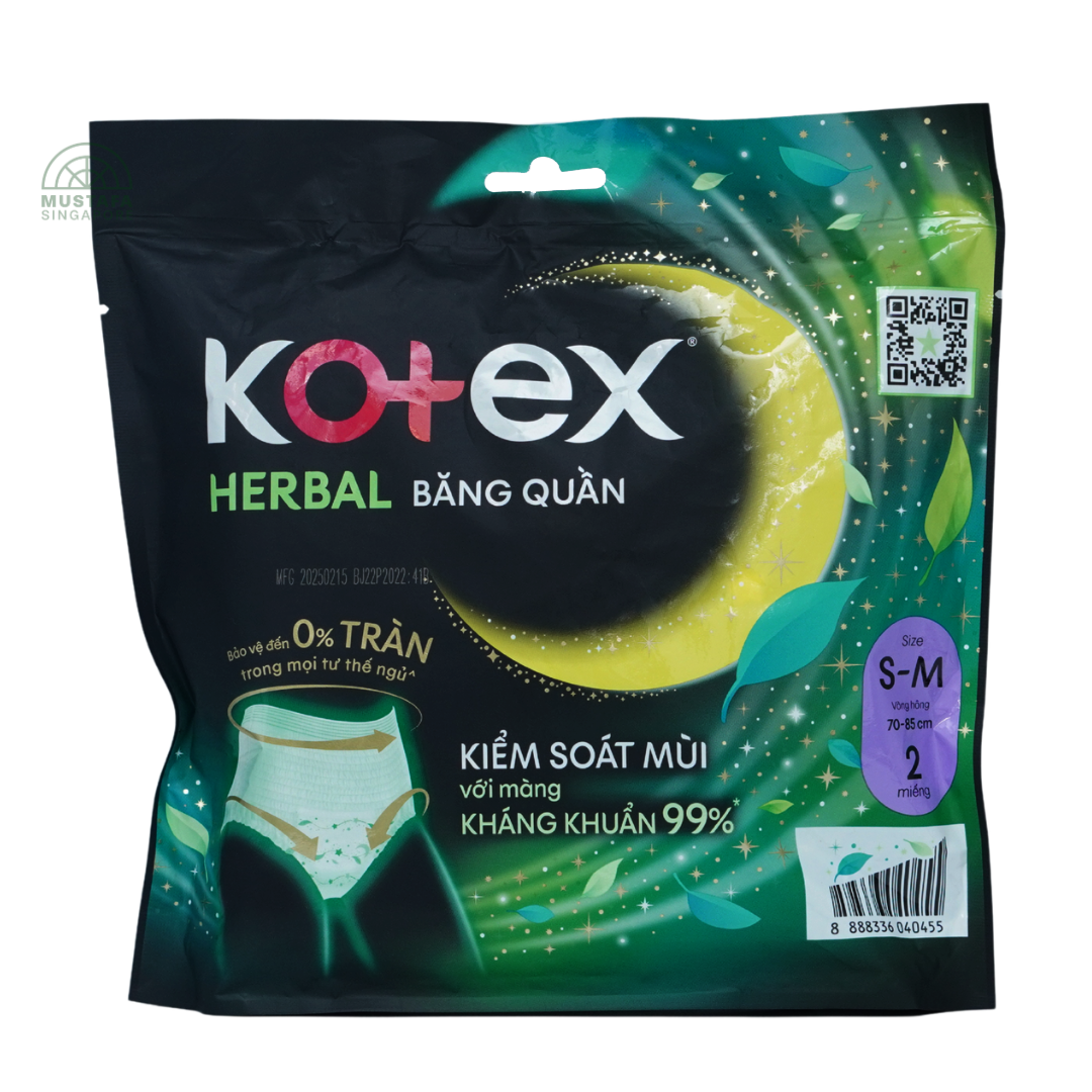 Kotex Herbal Overnight Pants S/M 2's