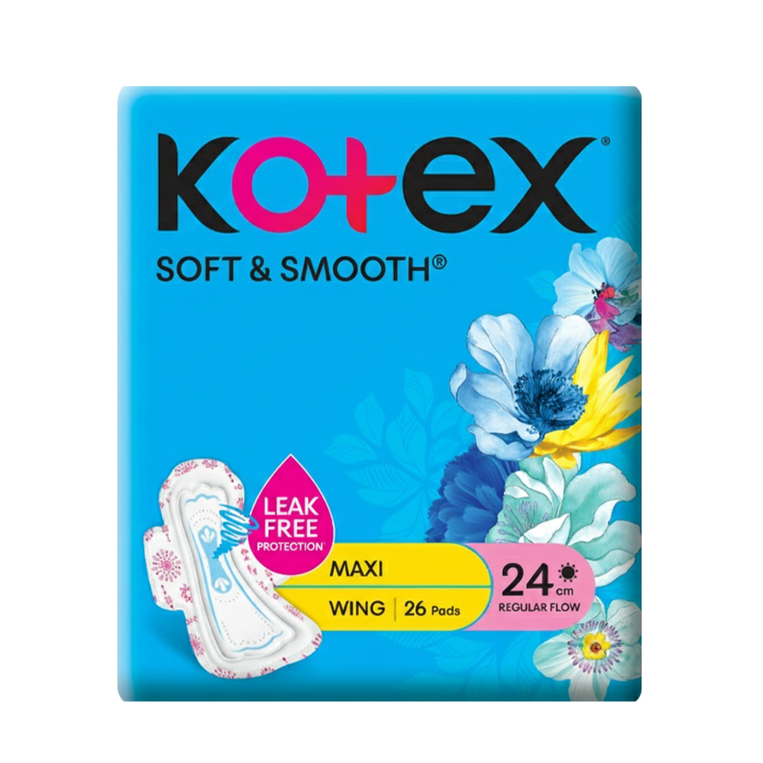 Kotex Soft & Smooth Maxi Wing 24cm 26s