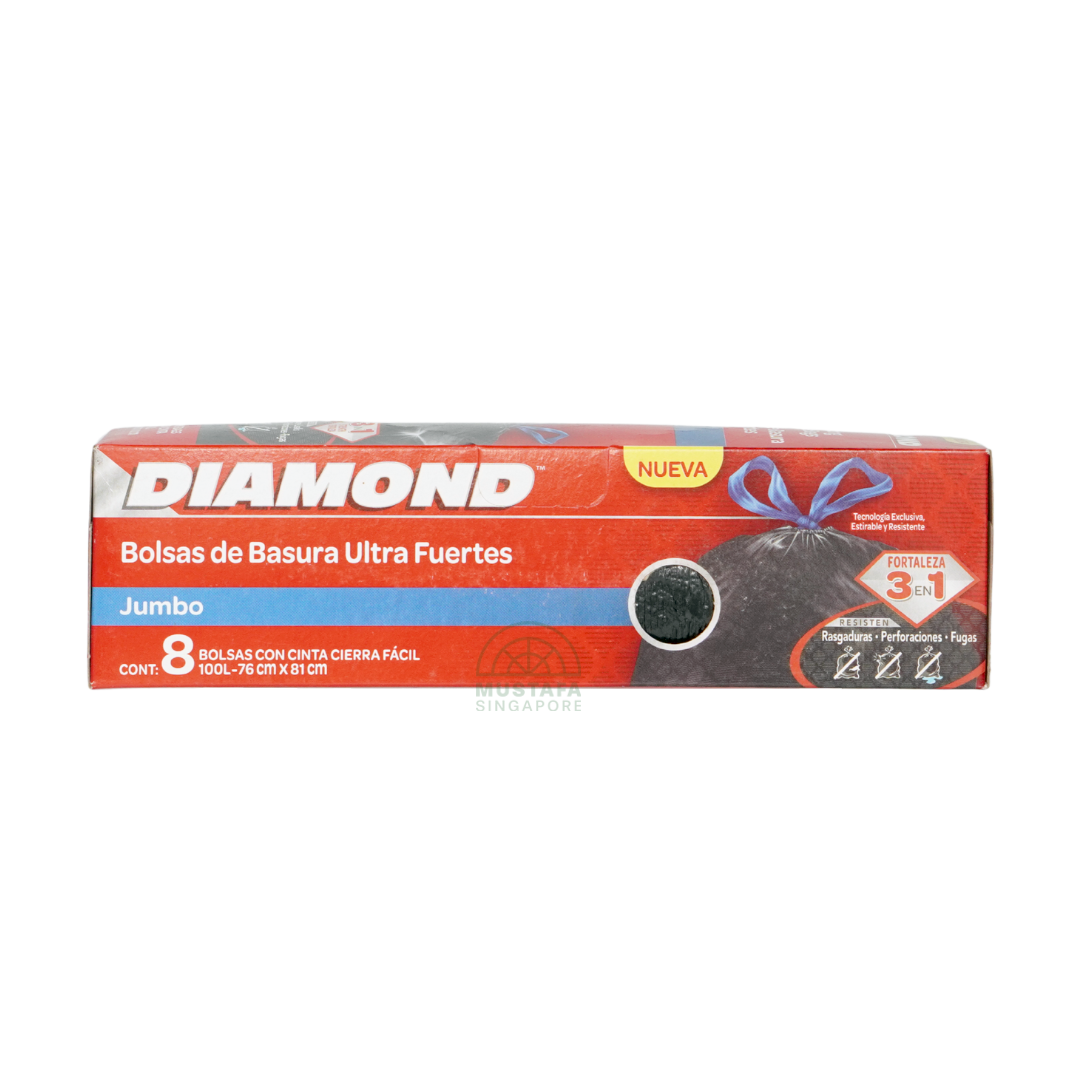 Diamond Ultra Strong Garbage Bags Jumbo 8s