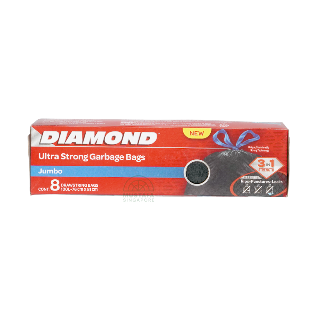 Diamond Ultra Strong Garbage Bags Jumbo 8s