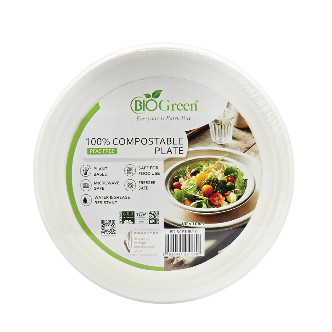 Biogreen Compostable Round Plate 10" x 10's