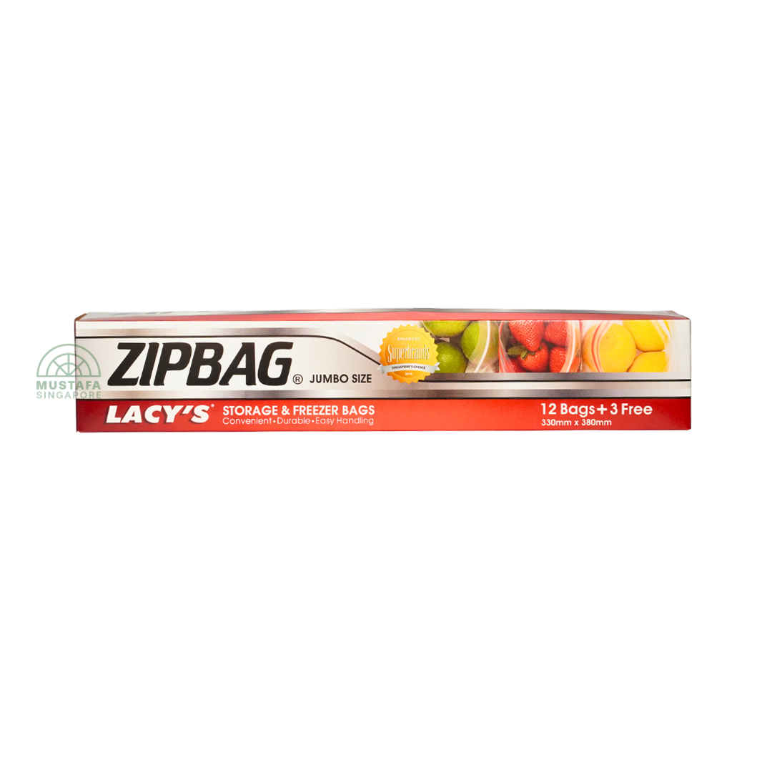 Lacy's Zipbag Storage & Freezer Bags Jumbo Size 12+3 Bags