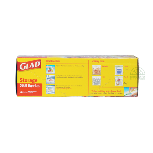 Glad Storage Quart Zipper Bags 
- 946 ml
(25 Bags)