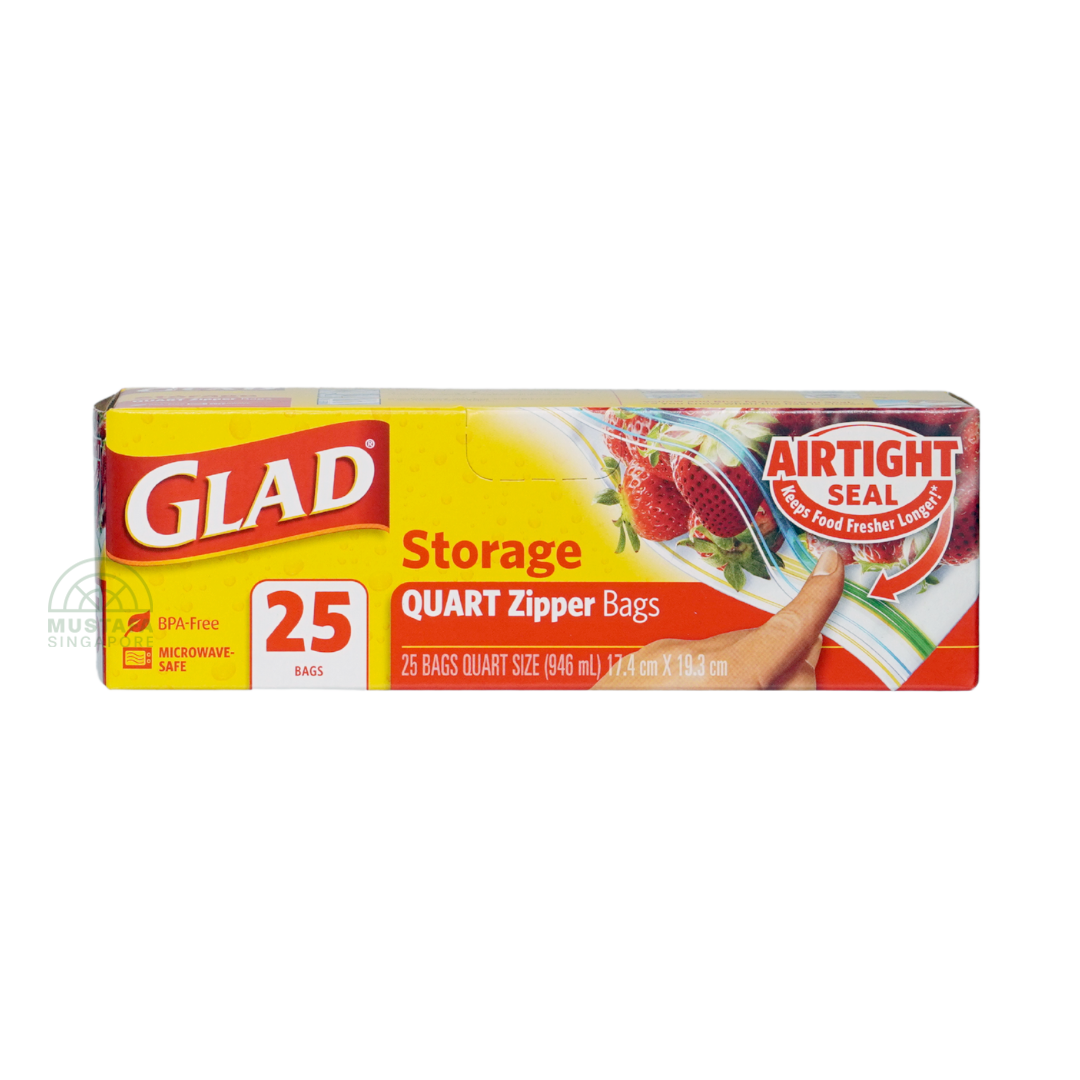 Glad Storage Quart Zipper Bags
- 946 ml
(25 Bags)