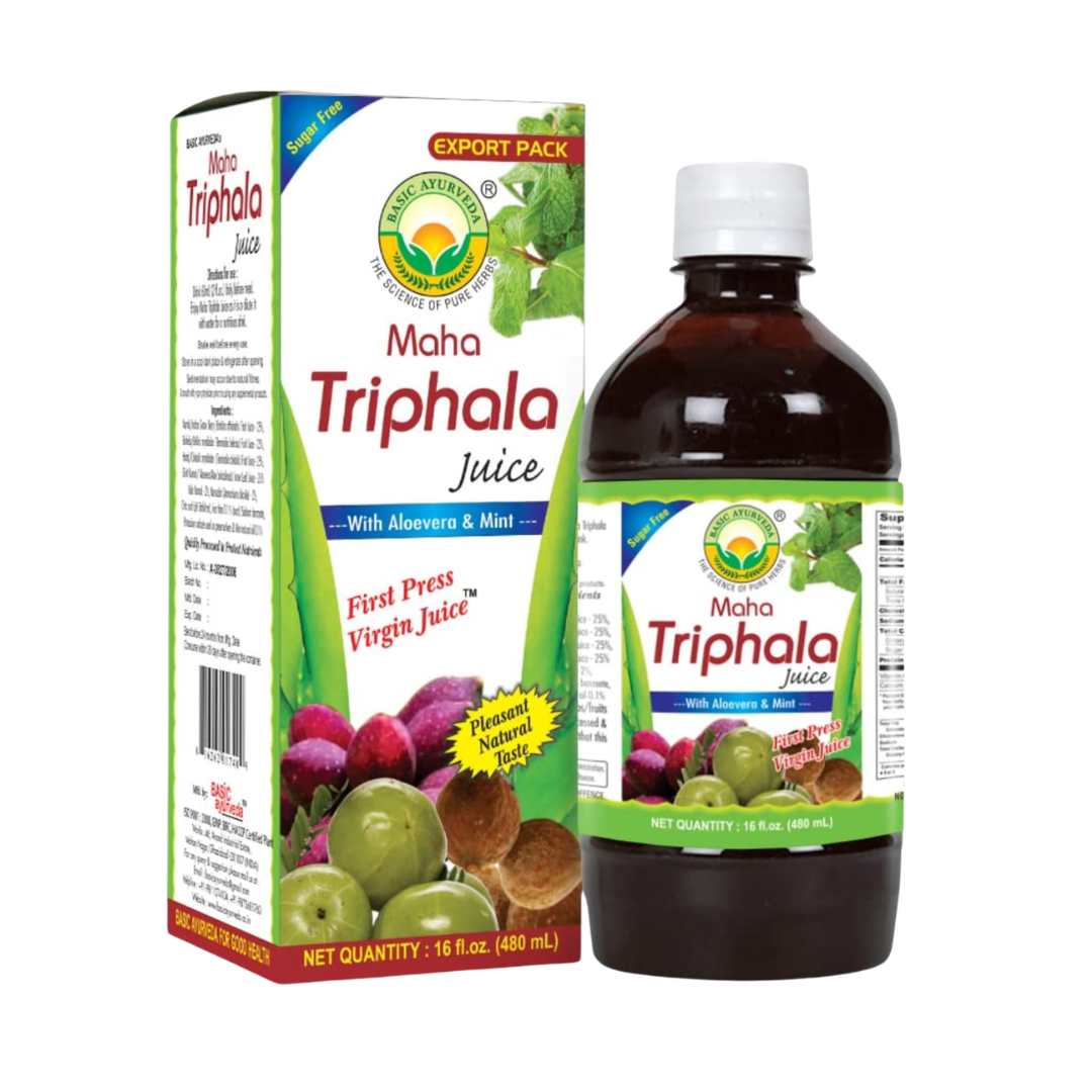 Basic Ayurveda First Press Virgin Triphala Juice with Aloe Vera and Mint 480ml