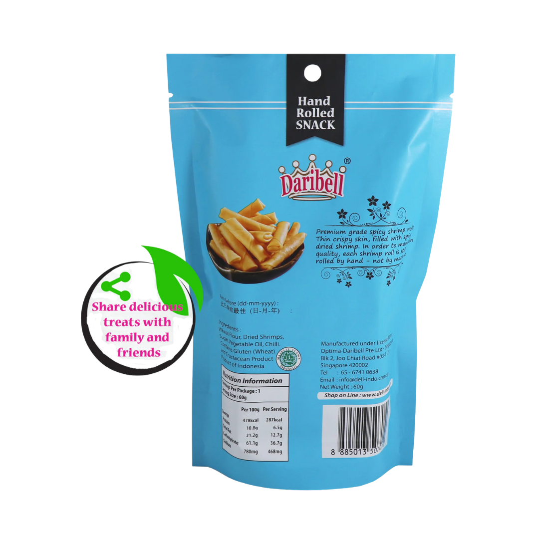 Daribell Hand Rolled Snack Shrimp Roll Mild Spicy 60g