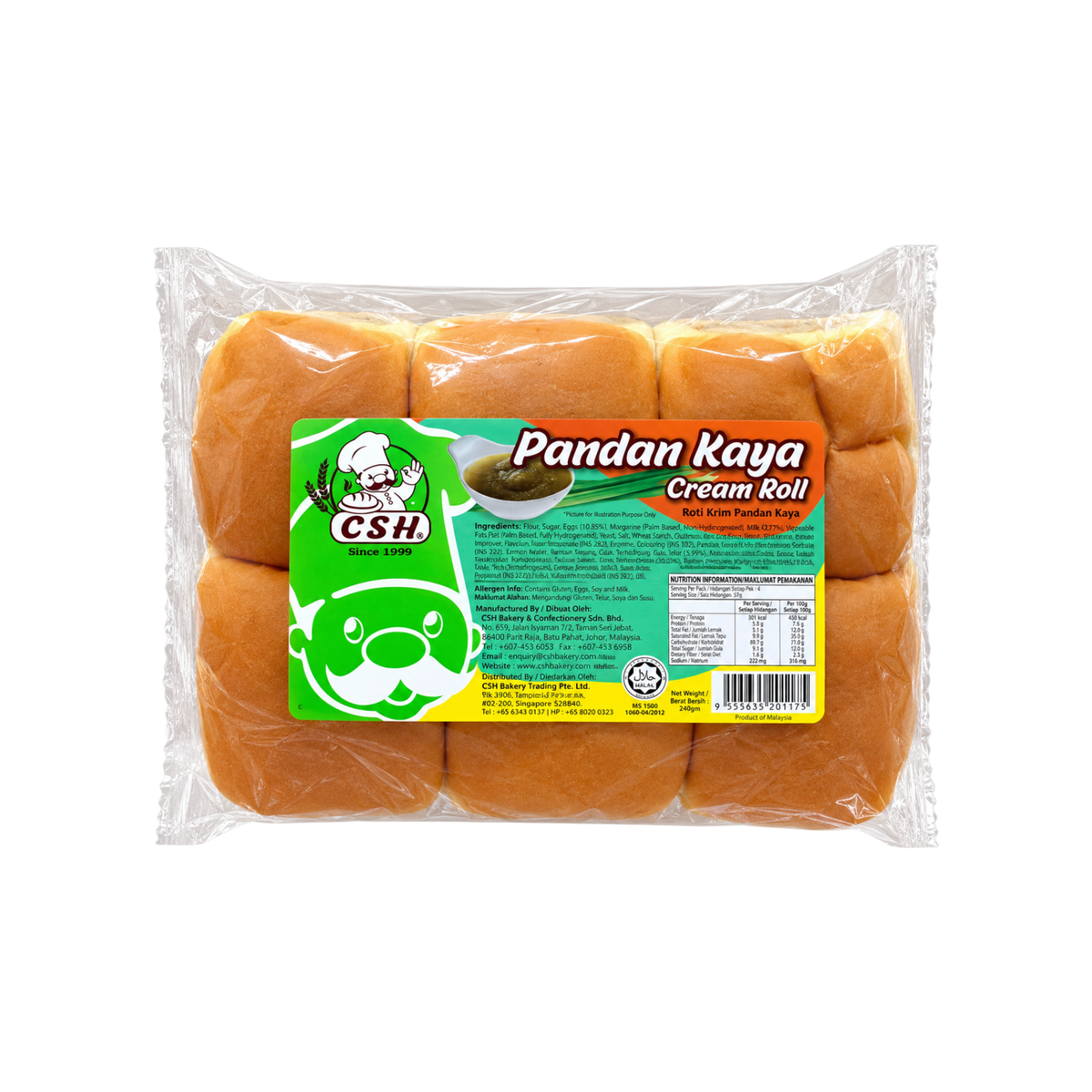CSH Pandan Kaya Cream Roll 240g