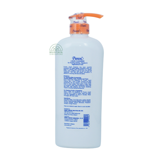 Pureen Liquid Cleanser for Feeding Bottles, Nipples & Vegetables-Fruits Orange Flavour 750ml