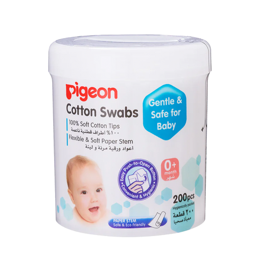 Pigeon Cotton Swabs, Paper Stem with Hinged Case 200pcs