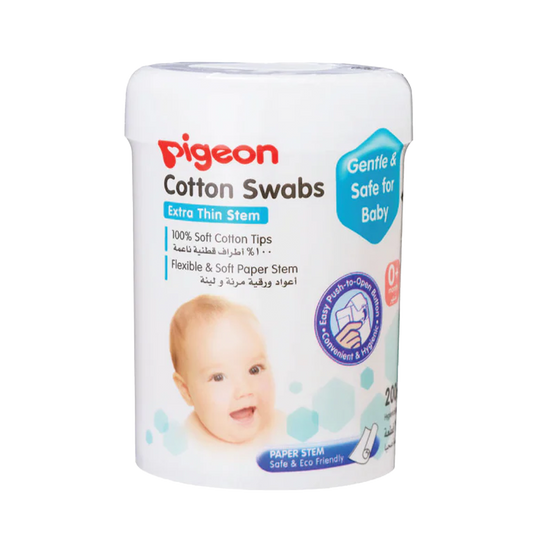 Pigeon Cotton Swabs, Extra Thin Paper Stem with Hinged Case 200pcs