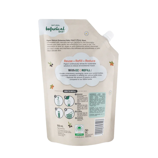 Pigeon Natural Botanical Baby Head & Body Wash Refill 900ml