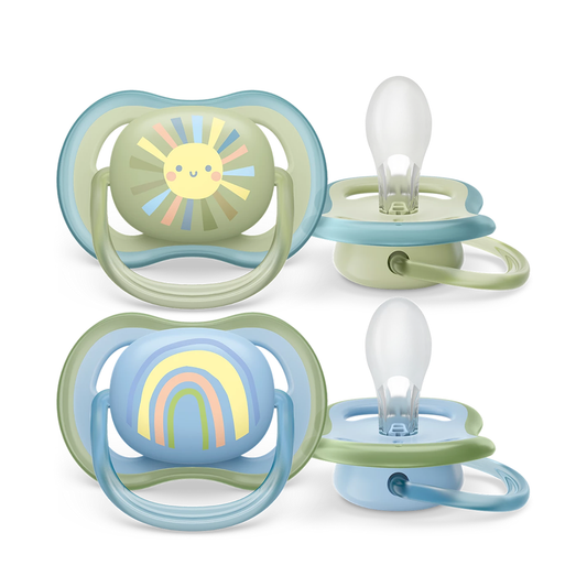 Philips Avent Soother Ultra Air 0-6 months x2s (Green & Blue)