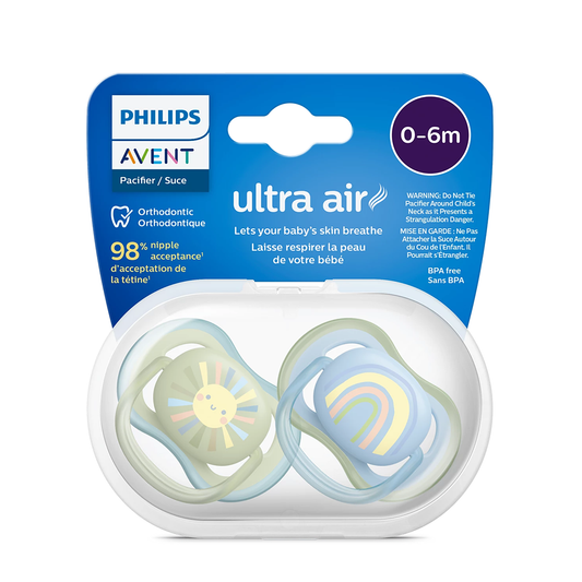 Philips Avent Soother Ultra Air 0-6 months x 2s (Green & Blue)