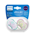 Philips Avent Soother Ultra Air 0-6 months x2s (Pink & Green)