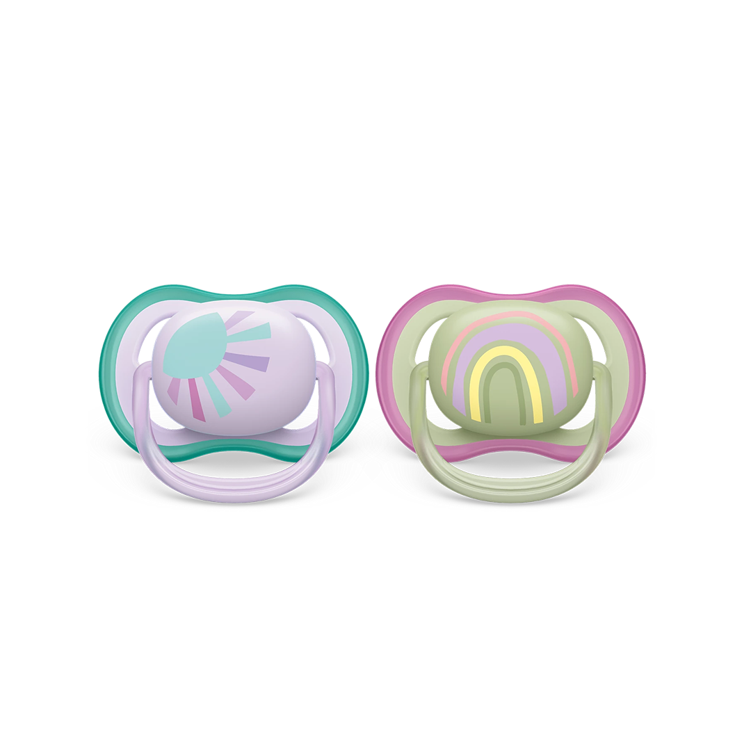 Philips Avent Soother Ultra Air 0-6 months x2s (Pink & Green)