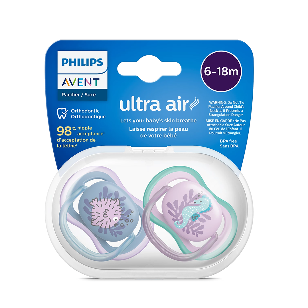 Philips Avent Soother Ultra Air 6-18 months x2s (Blue & Purple)