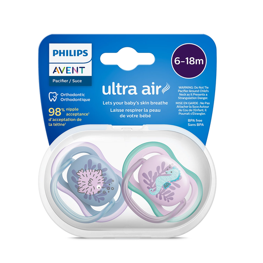 Philips Avent Soother Ultra Air 6-18 months x2s (Blue & Purple)