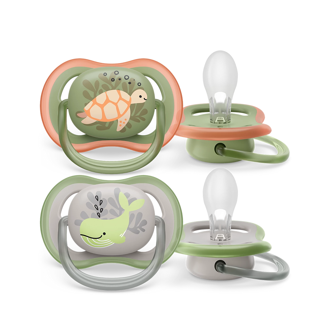 Philips Avent Soother Ultra Air 6-18 months x 2s (Green & Grey)