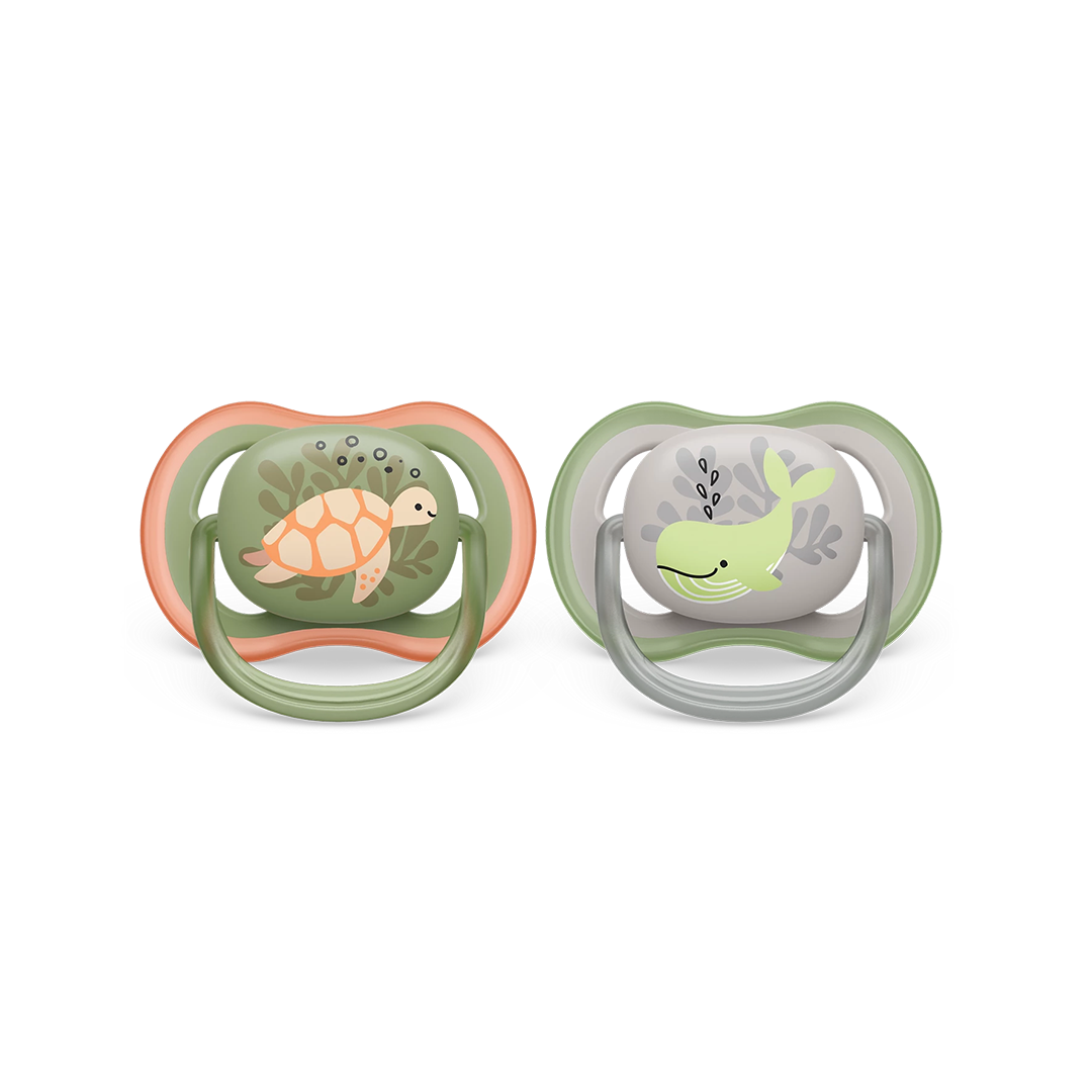 Philips Avent Soother Ultra Air 6-18 months x 2s (Green & Grey)