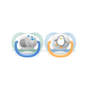 Philips Avent Soother Ultra Air Animals 0-6 months x 2s (Blue Elephant & Orange Penguin)