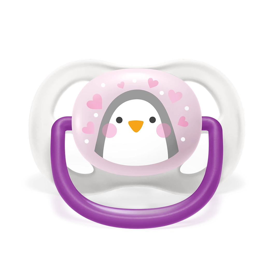 Philips Avent Soother Ultra Air Animals 0-6 months x 2s (Purple Penguin & Pink Chick)