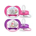 Philips Avent Soother Ultra Air Animals x 2s 6-18 months (Grey Elephant & Pink Penguin)