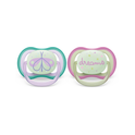 Philips Avent Soother Ultra Air Nighttime 0-6 months x 2s (Green & Purple)