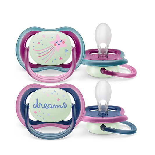 Philips Avent Soother Ultra Air Nighttime 6-18 months x 2s (Purple & Blue)
