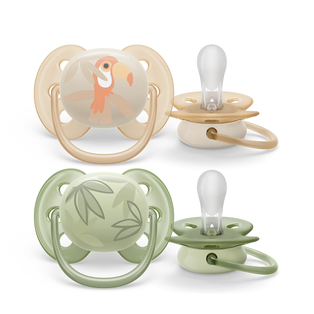 Philips Avent Soother Ultra Soft for Sensitive Skin 0-6 months x2s (Orange & Green)