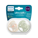 Philips Avent Soother Ultra Soft for Sensitive Skin 0-6 months x2s (Orange & Green)