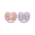 Philips Avent Soother Ultra Soft for Sensitive Skin 0-6 months x 2s (Pink & Purple)