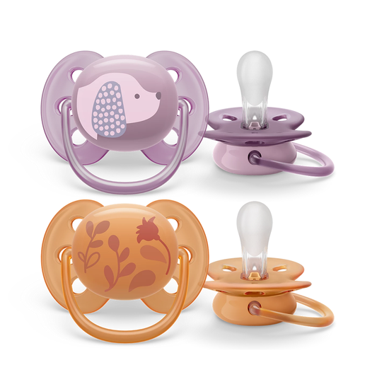 Philips Avent Ultra Soft for Sensitive Skin 6-18 months x 2s (Orange & Purple)
