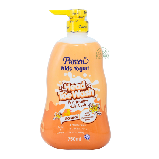 Pureen Kids Yogurt Head to Toe Wash For Healthy Hair & Skin Natural with Sweet Floral Vanilla Scent 750ml