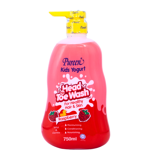 Pureen Kids Yogurt Head to Toe Wash For Healthy Hair & Skin Raspberry 750ml