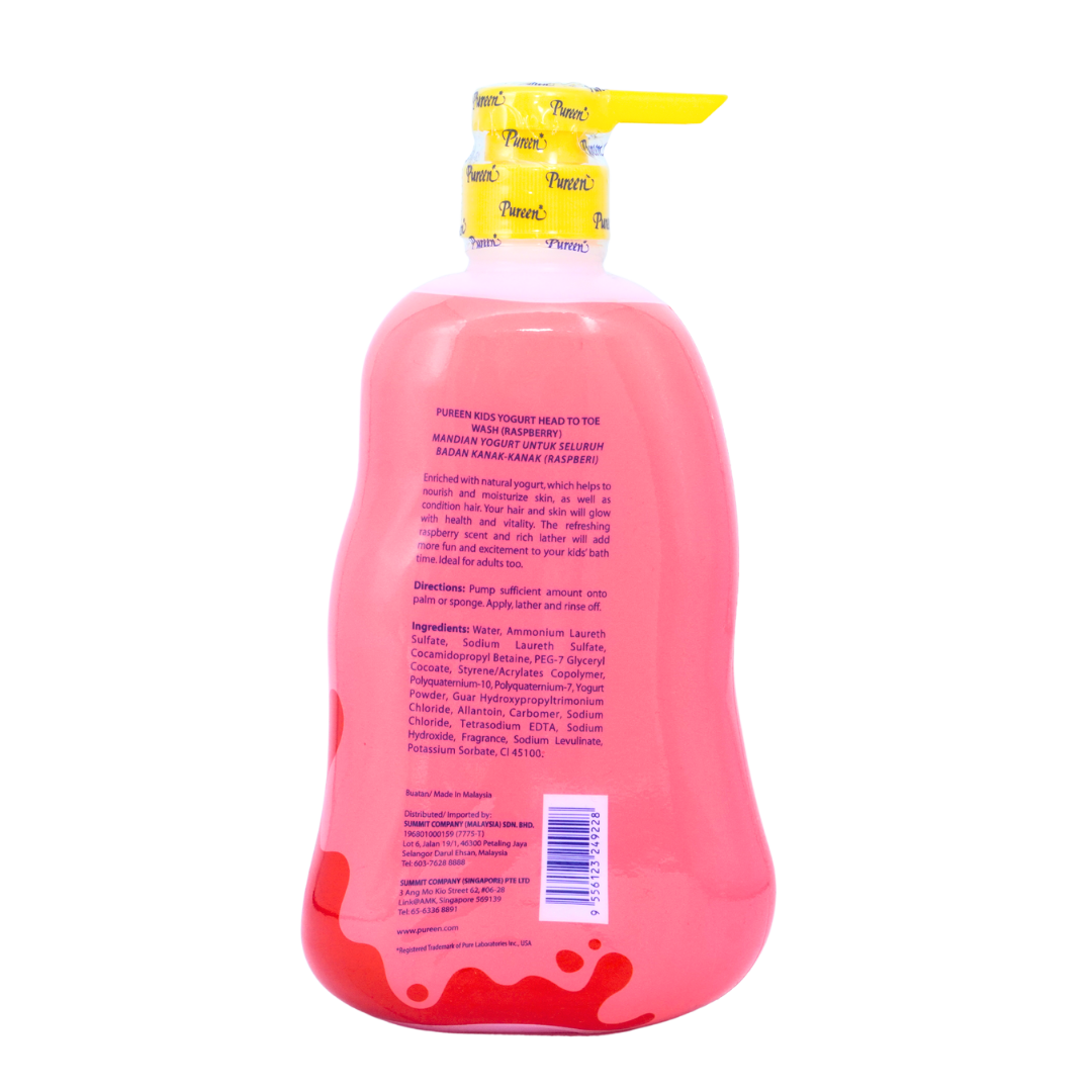 Pureen Kids Yogurt Head to Toe Wash For Healthy Hair & Skin Raspberry 750ml