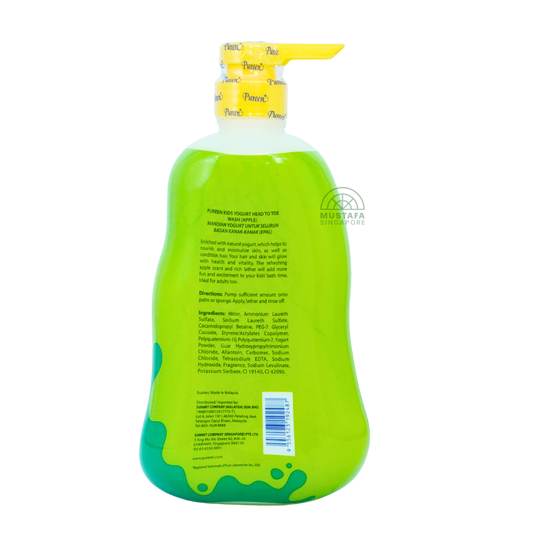 Pureen Kids Yogurt Head to Toe Wash For Healthy Hair & Skin Apple 750ml