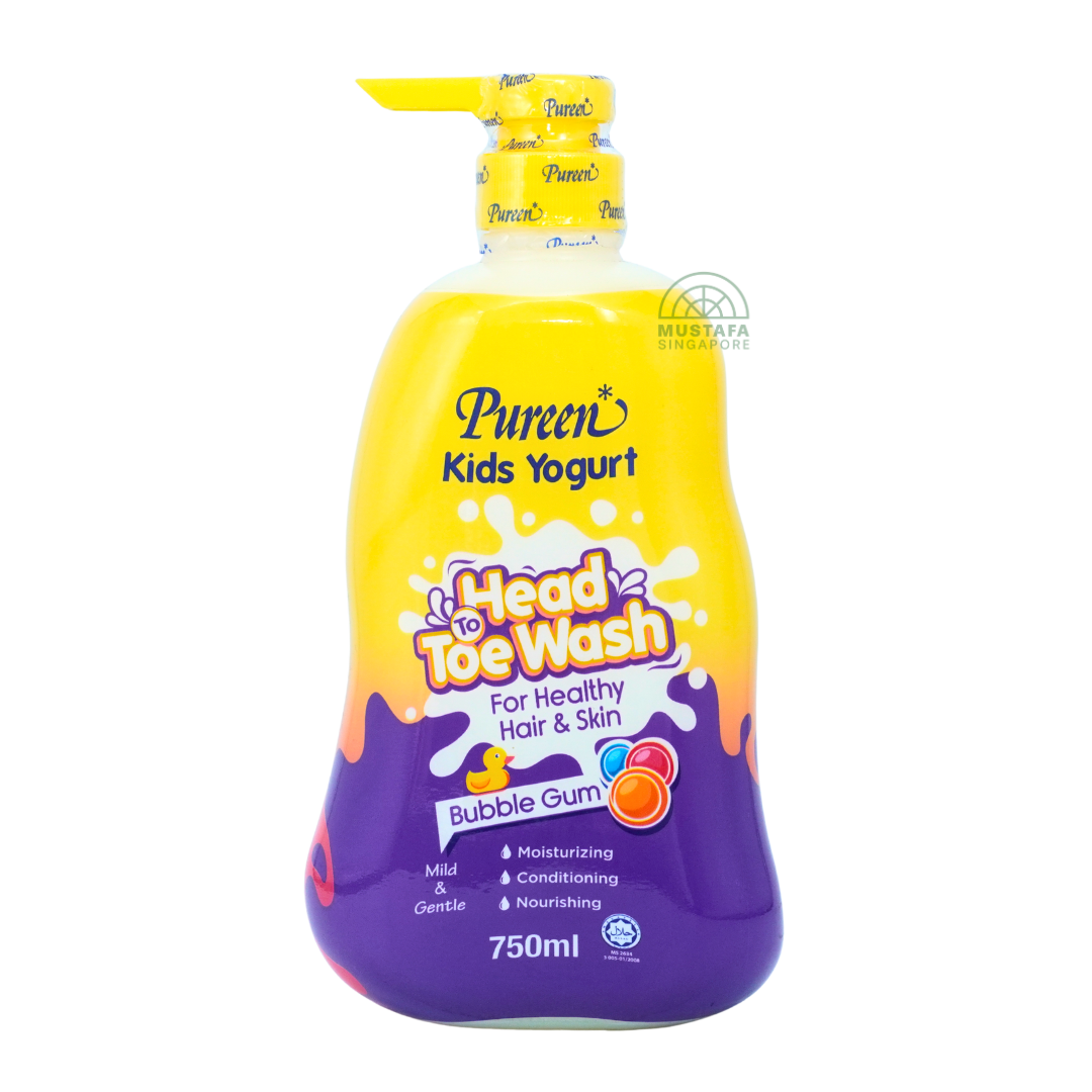 Pureen Kids Yogurt Head to Toe Wash For Healthy Hair & Skin Bubble Gum 750ml